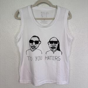Unfortunate Portrait Tank Top Women Medium Blind To You Haters Graphic Tee Art